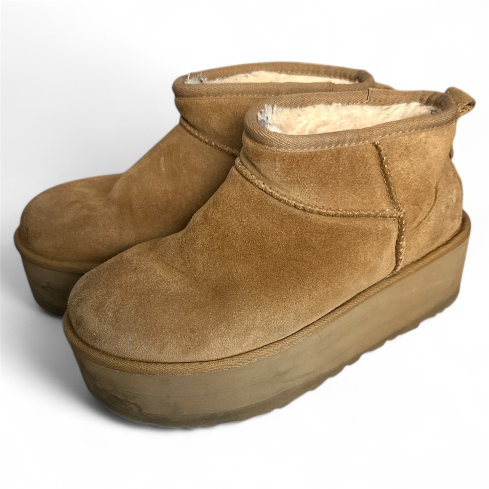 UGG Tan Platform Ankle Boots
